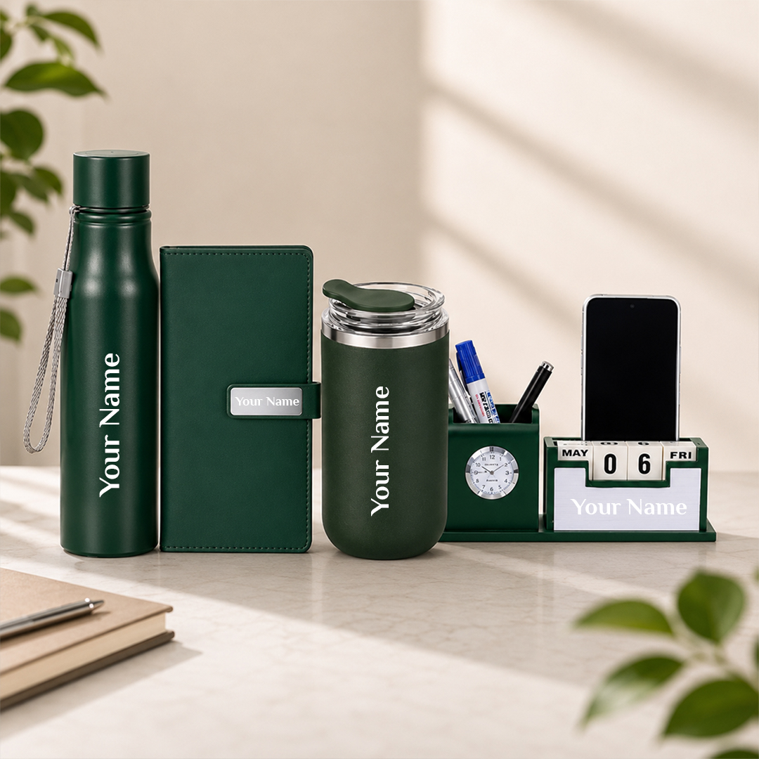 Corporate 4-in-1 Desk Organizer & Drinkware Gift Set